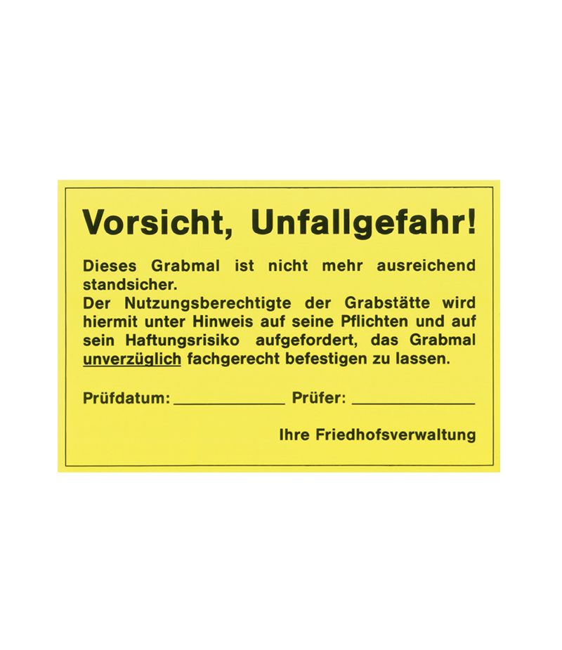 Aufkleber Unfallgefahr