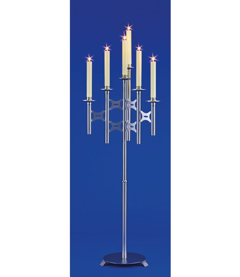 Standleuchter, Edelstahl, 6-lichtig