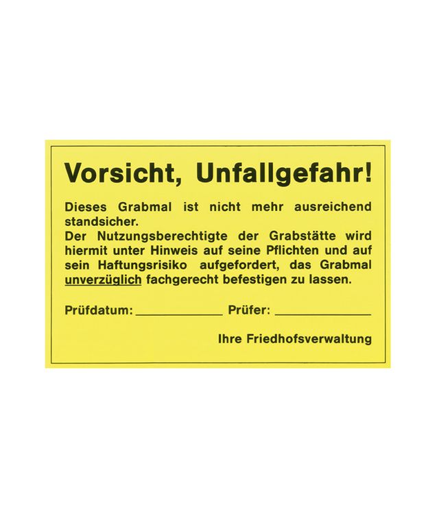 Aufkleber Unfallgefahr