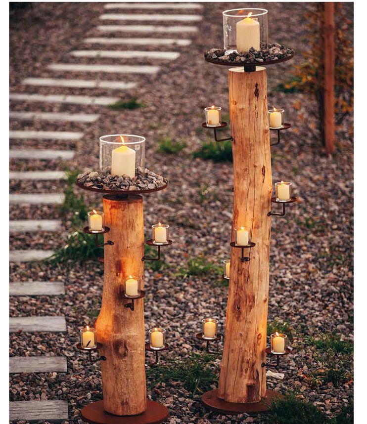 Kerzenhalter natur inkl. Gläser