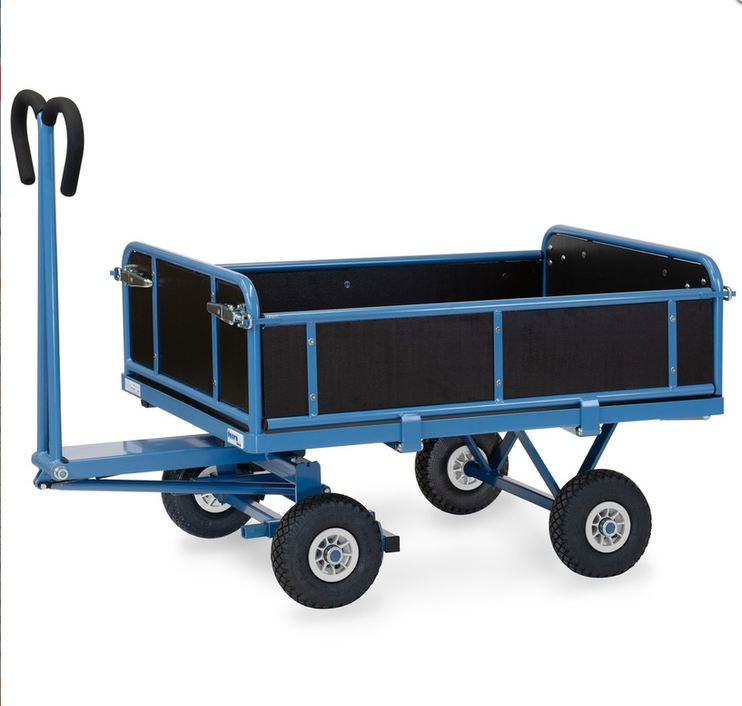 Handpritschenwagen mit Bordwänden 2000x1000 mm, Luftg.