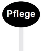 Ovales PVC-Schild „Pflege“, 63 x 48 mm